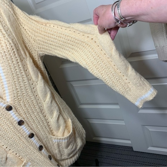 Torrid Cable Knit Cardigan Sweater Beige Sz 00 M/L Long Sleeve V Neck Academia - Picture 7 of 13